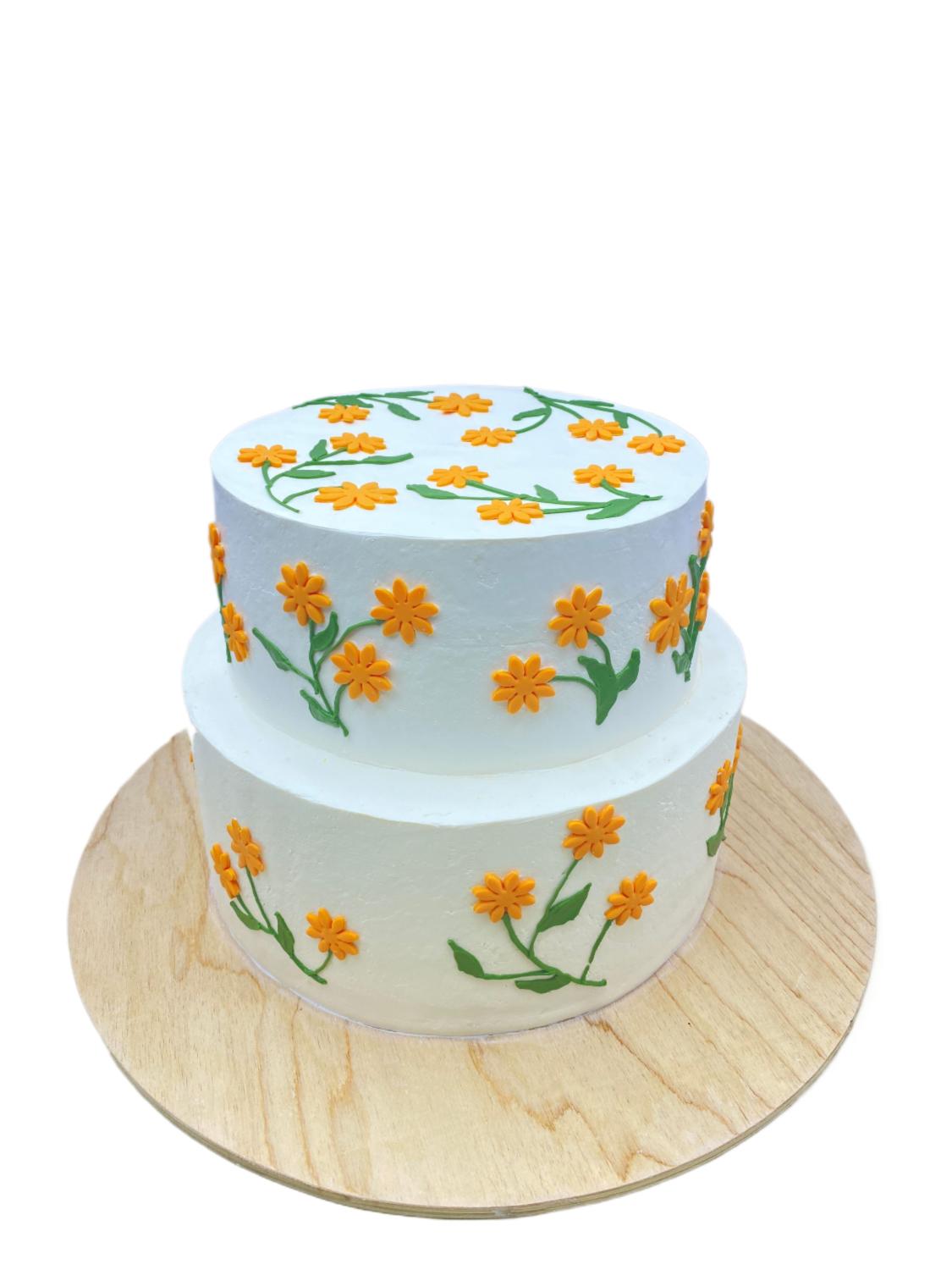 Свадебный двух-ярусный торт 196 в кондитерской cake64.ru фото