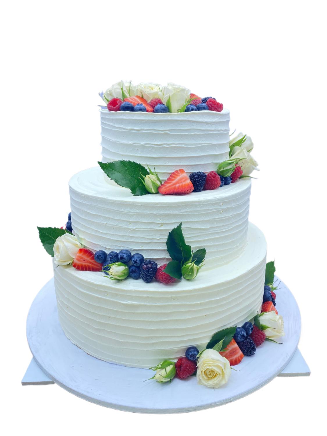 Свадебный торт трех-ярусный #12 в кондитерской cake64.ru фото