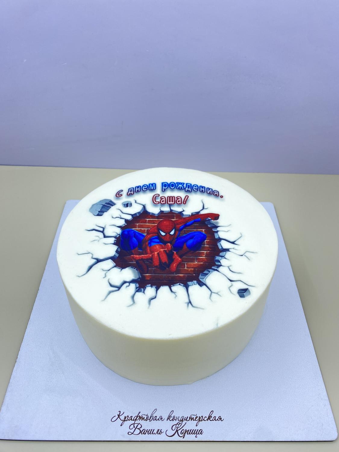 Торт прямой печатью Ванильный с клубникой #135 в кондитерской cake64.ru фото